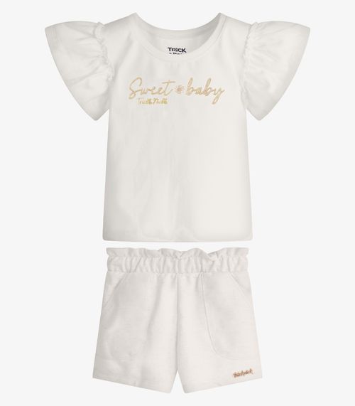 Conjunto Feminino Blusa Com Shorts Trick Nick Bege