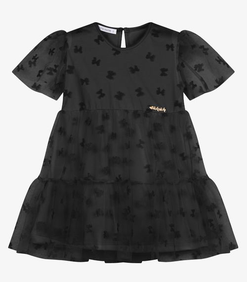 Vestido Feminino Infantil Com Tule Trick Nick Preto