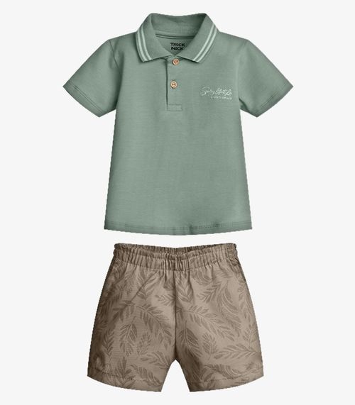 Conjunto Infantil Polo Com Bermuda Trick Nick Verde