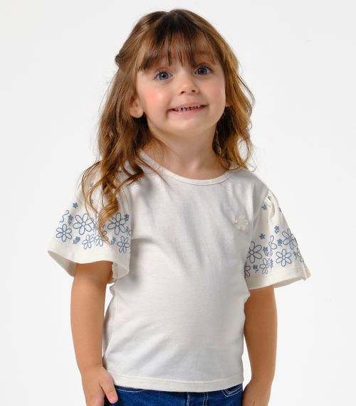 Conjunto Menina Blusa com Shorts Jeans Trick Nick Bege