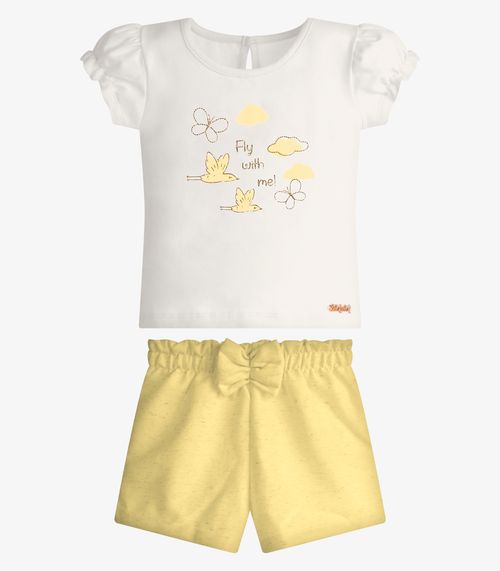 Conjunto Infantil Blusa Com Shorts Trick Nick Bege