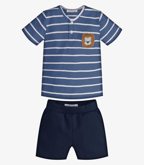 Conjunto Infantil Camiseta Com Bermuda Trick Nick Azul
