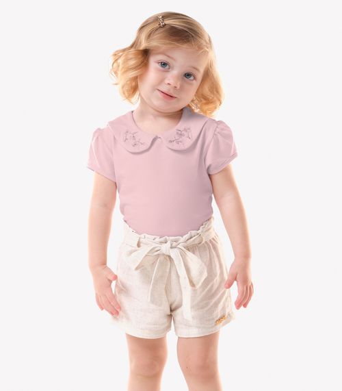 Conjunto Menina Blusa Com Shorts Trick Nick Rosa