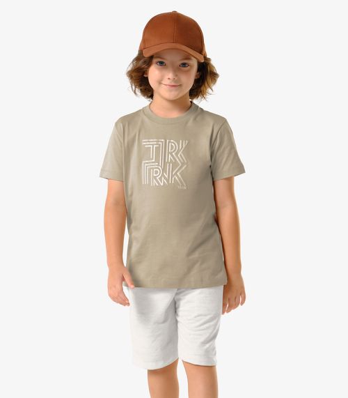 Conjunto Infantil Camiseta Com Bermuda Trick Nick Bege