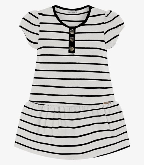 Vestido Infantil Cotton Listrado Trick Nick Bege