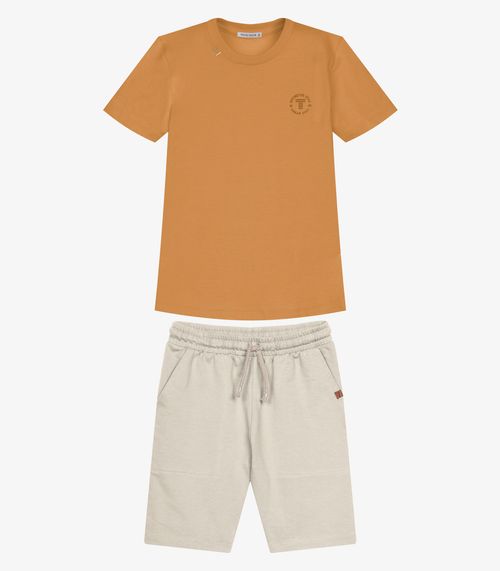 Conjunto Infantil Camiseta Com Bermuda Trick Nick Marrom