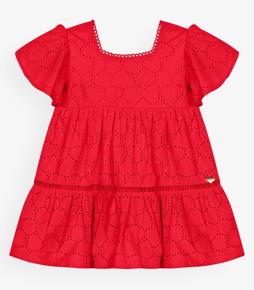 Vestido Infantil Menina Laise Coração Trick Nick Vermelho