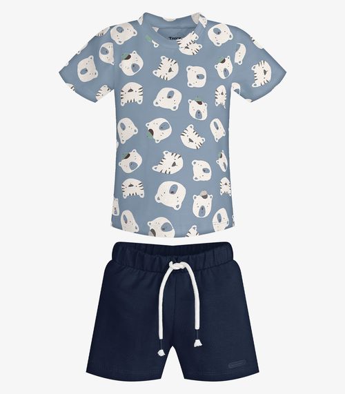 Conjunto Infantil Camiseta Com Bermuda Trick Nick Azul