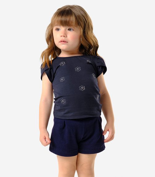 Conjunto Infantil Blusa Com Shorts Trick Nick Azul