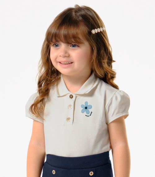 Conjunto Menina Polo Com Shorts Saia Trick Nick Bege