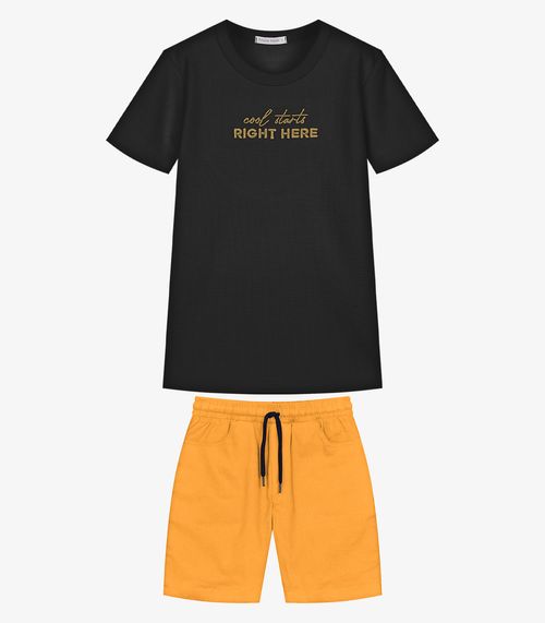 Conjunto Infantil Camiseta Com Bermuda Trick Nick Preto