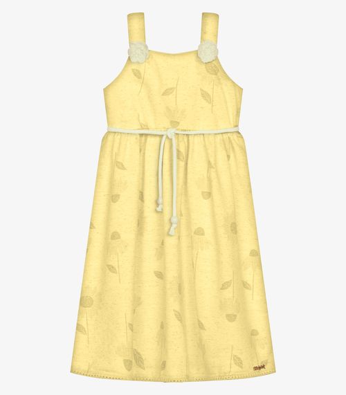 Vestido Infantil Moletinho Estampado Trick Nick Amarelo