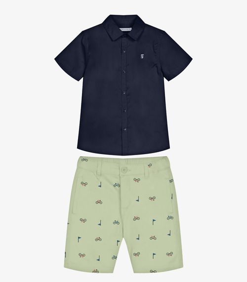 Conjunto Infantil Camisa Com Bermuda Trick Nick Azul