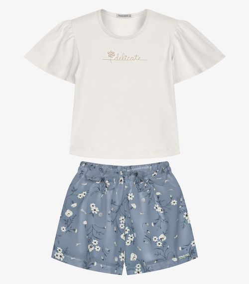 Conjunto Infantil Blusa Com Shorts Trick Nick Bege