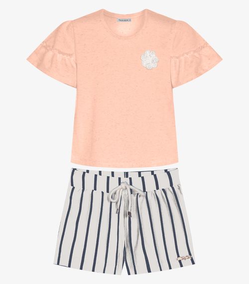 Conjunto Infantil Blusa Com Shorts Trick Nick Rosa