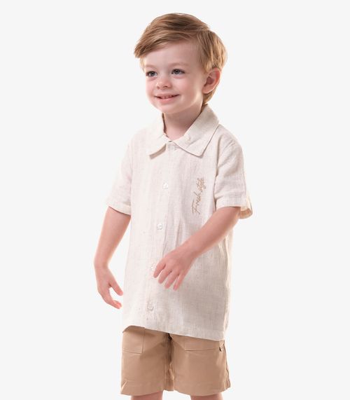 Conjunto Infantil Camisa Com Bermuda Trick Nick Bege