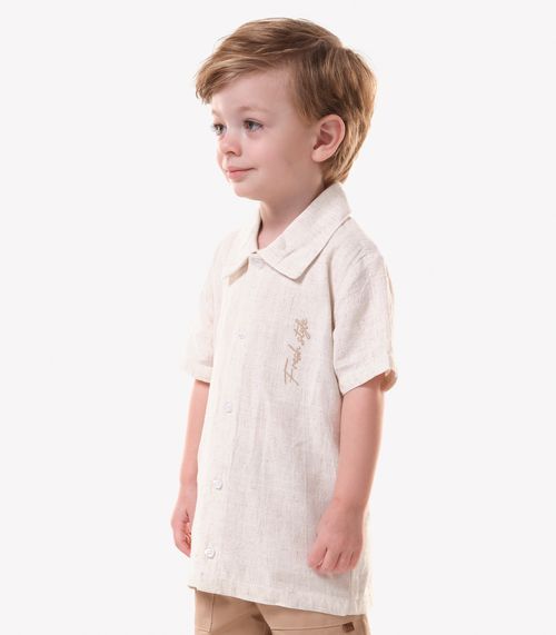 Conjunto Infantil Camisa Com Bermuda Trick Nick Bege