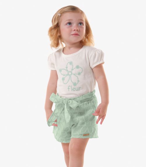 Conjunto Infantil Blusa Com Shorts Trick Nick Bege
