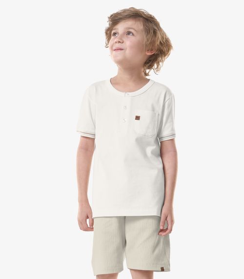 Conjunto Infantil Camiseta Com Bermuda Trick Nick Bege