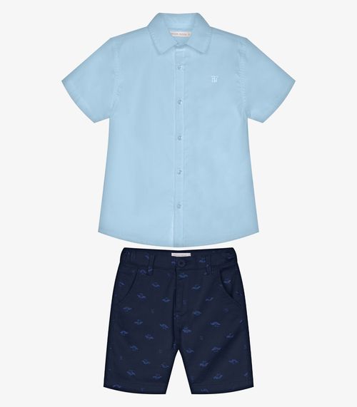 Conjunto Infantil Camisa Com Bermuda Trick Nick Azul
