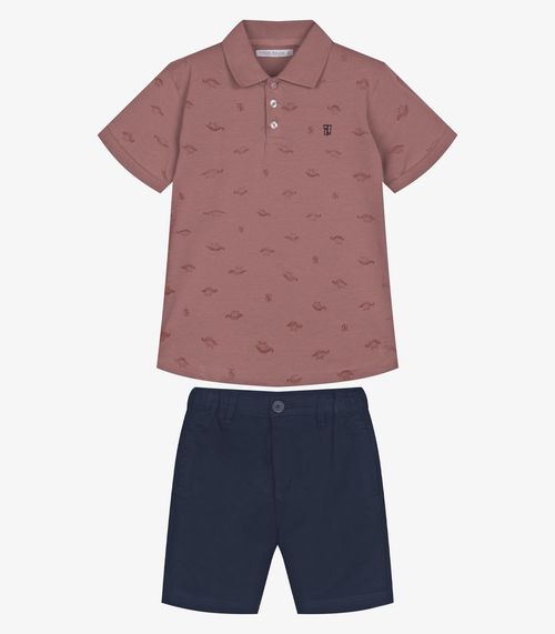 Conjunto Infantil Polo Com Bermuda Trick Nick Rosa