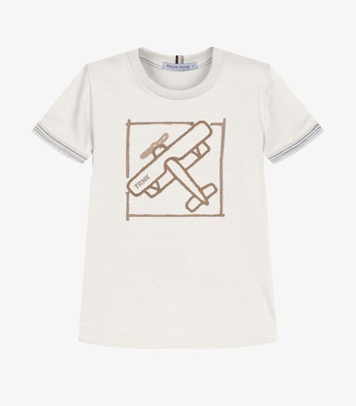 Conjunto Infantil Camiseta Com Bermuda Trick Nick Bege