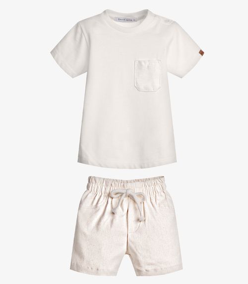 Conjunto Infantil Camisa com Bermuda Trick Nick Bege