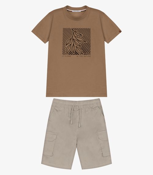 Conjunto Infantil Camiseta Com Bermuda Trick Nick Marrom