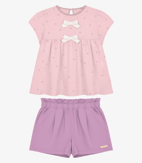 Conjunto Feminino Blusa com Shorts Trick Nick Rosa
