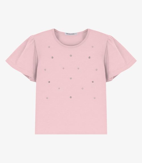 Conjunto Infantil  Blusa Com Shorts Trick Nick Rosa