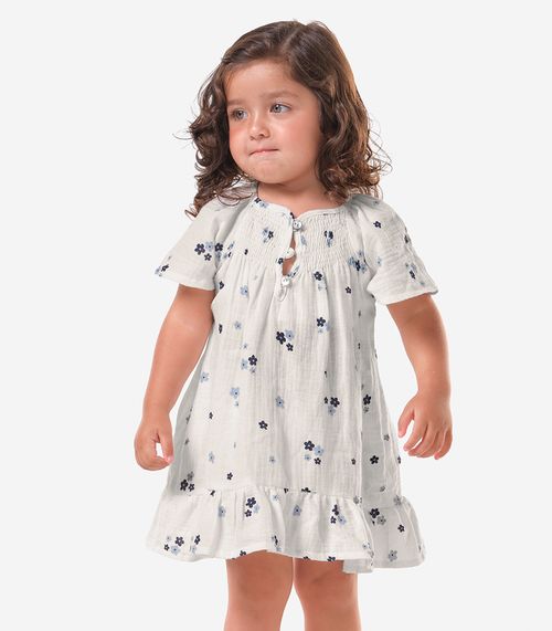 Vestido Infantil Menina Floral Trick Nick Bege