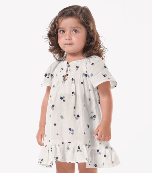 Vestido Infantil Menina Floral Trick Nick Bege
