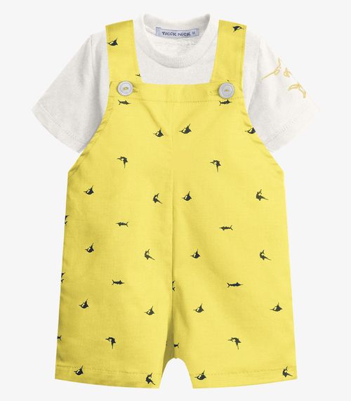 Conjunto Infantil Camiseta E Jardineira Trick Nick Amarelo