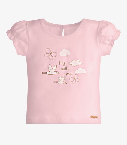 Conjunto Infantil Blusa Com Shorts Trick Nick Rosa