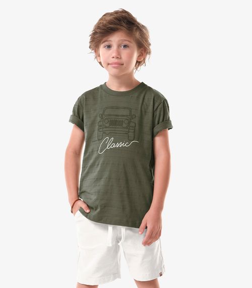 Camiseta Infantil Menino Meia Malha Trick Nick Verde