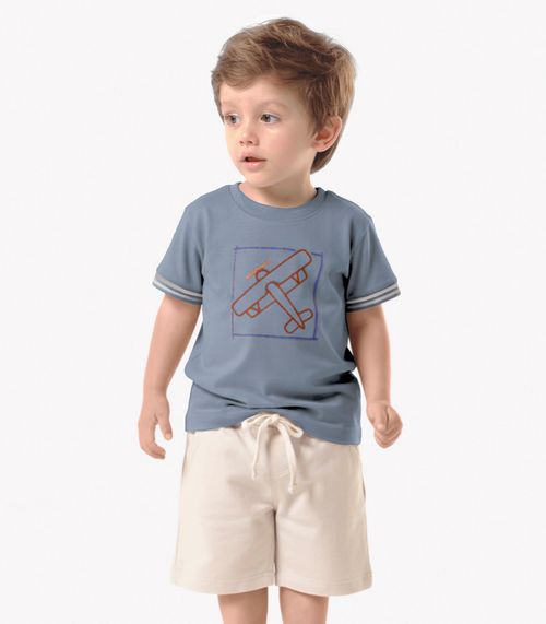 Conjunto Infantil Camiseta Com Bermuda Trick Nick Azul