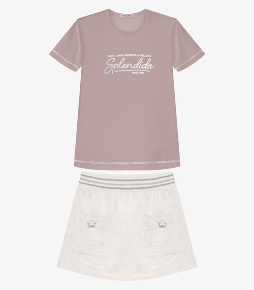 Conjunto Infantil Blusa Com Saia Trick Nick Rosa