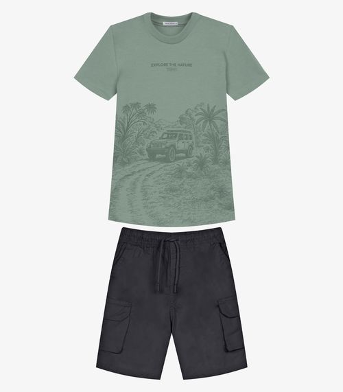 Conjunto Infantil Camiseta Com Bermuda Trick Nick Verde