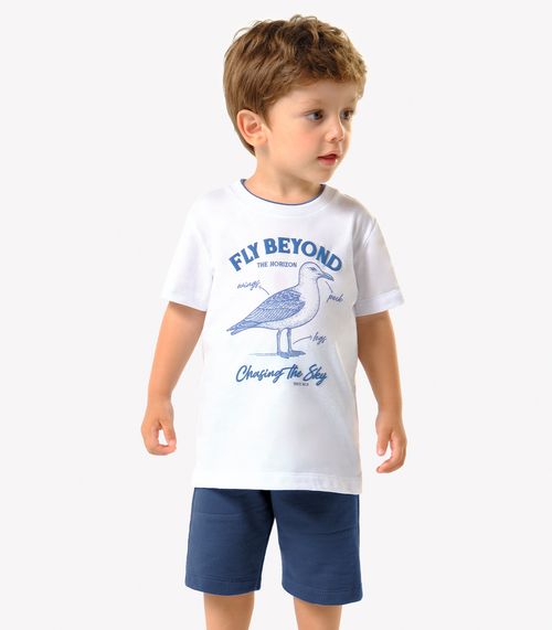 Conjunto Infantil Camiseta Com Bermuda Trick Nick Branco