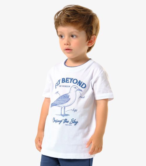 Conjunto Infantil Camiseta Com Bermuda Trick Nick Branco