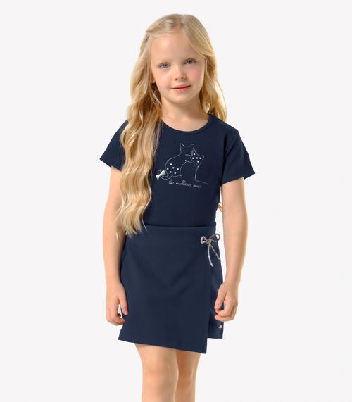Conjunto Infantil Blusa Com Shorts Saia Trick Nick Azul
