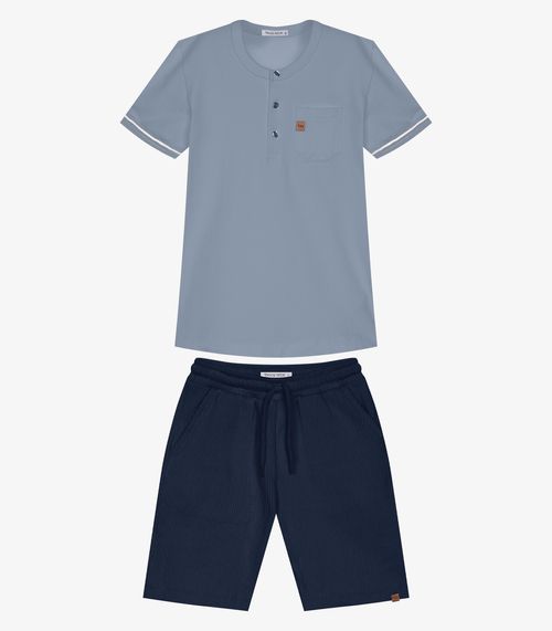 Conjunto Infantil Camiseta Com Bermuda Trick Nick Azul