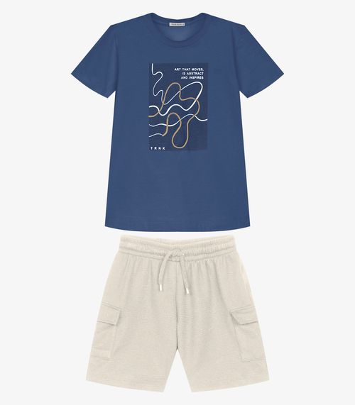 Conjunto Infantil Camiseta Com Bermuda Trick Nick Azul