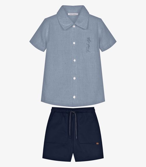 Conjunto Infantil Camisa Com Bermuda Trick Nick Azul