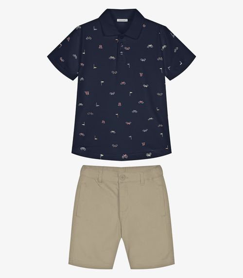 Conjunto Infantil Polo Com Bermuda Trick Nick Azul