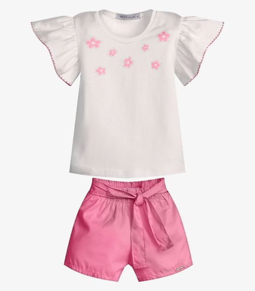 Conjunto Feminino Blusa Com Shorts Trick Nick Bege