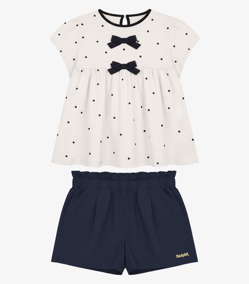 Conjunto Feminino Blusa com Shorts Trick Nick Bege
