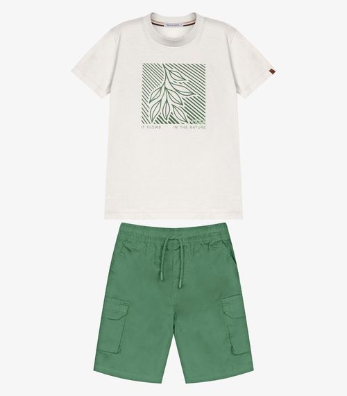 Conjunto Infantil Camiseta Com Bermuda Trick Nick Bege