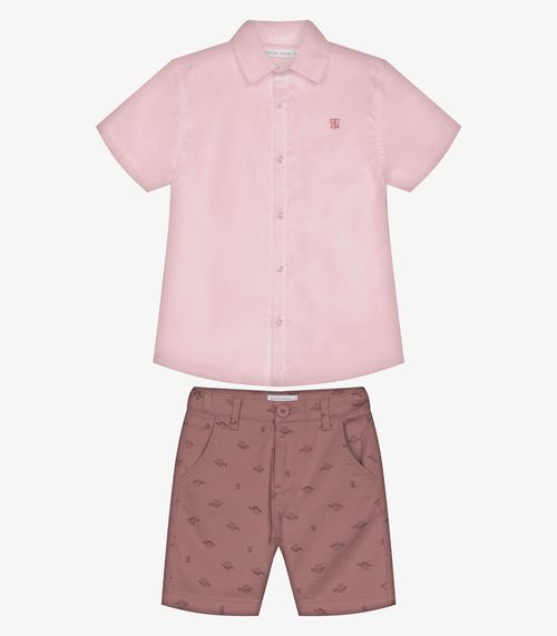 Conjunto Infantil Camisa Com Bermuda Trick Nick Rosa