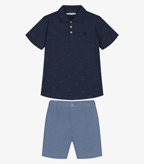 Conjunto Infantil Polo Com Bermuda Trick Nick Azul